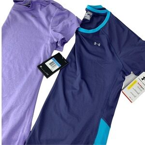 Women’s Nike & Under Armour Set of 2 Crew Neck Tops Size Medium Purple & Blue